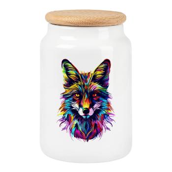 Fuchs Pop Art Bunt Fuchsliebhaber Rotfuchs Füchse - Keksdose mit Holzdeckel - Weiß - Vorne