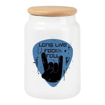 long live rock 'n' roll - Keksdose mit Holzdeckel - Weiß - Vorne