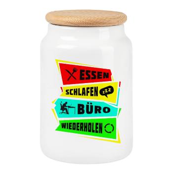 Manger dormir Répétition du bureau - Boîte à biscuits avec couvercle en bois - blanc - Devant
