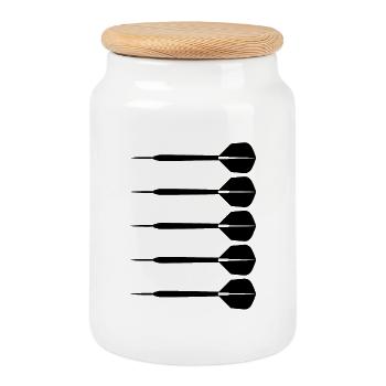 Dessin de fléchettes - Boîte à biscuits avec couvercle en bois - blanc - Devant
