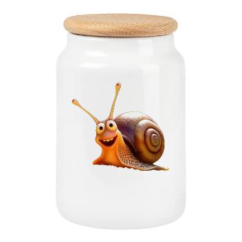 Snail Vineyard Snail Shell Snails - Cookie Jar with Wooden Lid - white - Front