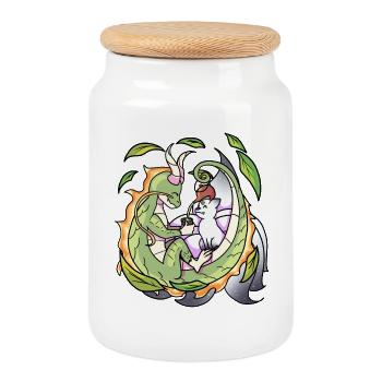 Drache & Fuchs Japan Art - Keksdose mit Holzdeckel - Weiß - Vorne