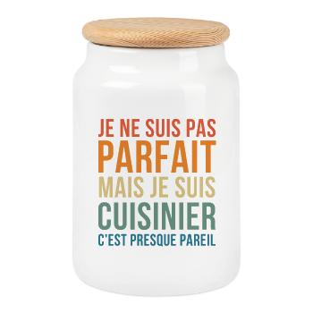 A perfect cook - Cookie Jar with Wooden Lid - white - Front