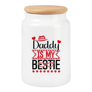 Meilleur papa - Boîte à biscuits avec couvercle en bois - blanc - Devant