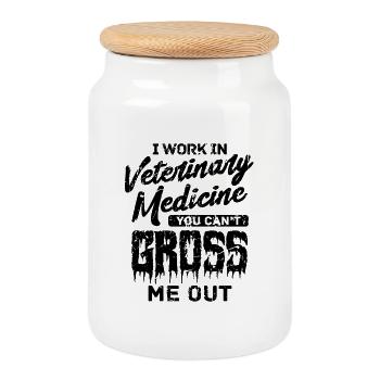 Vet Saying - Cookie Jar with Wooden Lid - white - Front