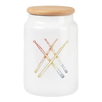 Croquis de baguettes rétro - Boîte à biscuits avec couvercle en bois - blanc - Devant