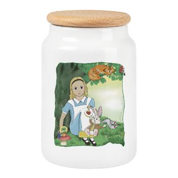 Down the Rabbit Hole Friends - Cookie Jar with Wooden Lid - white - Front