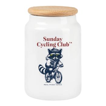 Sunday Cycling Club Raccoon - Cookie Jar with Wooden Lid - white - Front