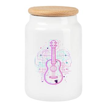Ukulele Skizze Retro - Keksdose mit Holzdeckel - Weiß - Vorne