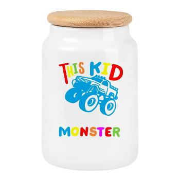 Monstertrucks für Kinder - Keksdose mit Holzdeckel - Weiß - Vorne