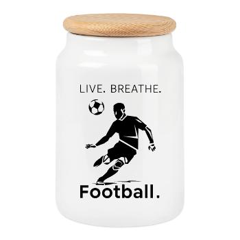 Football Art with Inspiring Message - Cookie Jar with Wooden Lid - white - Front