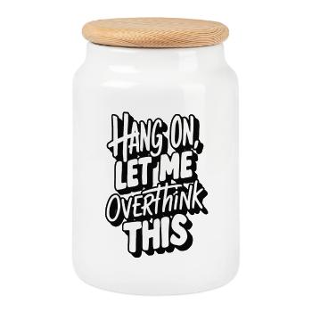 Motivational Text Leisure African Style - Cookie Jar with Wooden Lid - white - Front