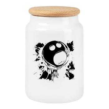 Boule de bowling - Boîte à biscuits avec couvercle en bois - blanc - Devant