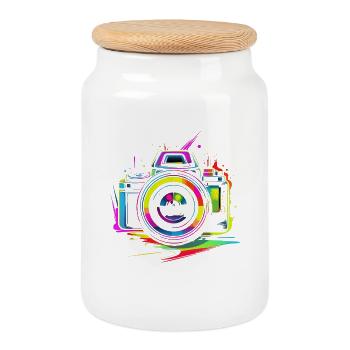 Fotografie Kamera Retrowave - Keksdose mit Holzdeckel - Weiß - Vorne