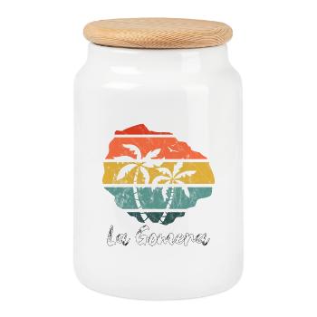 La Gomera plan carte Îles Canaries rétro vintage - Boîte à biscuits avec couvercle en bois - blanc - Devant