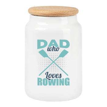 Rowing father - Cookie Jar with Wooden Lid - white - Front