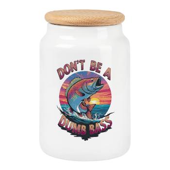 Don't Be a Dumb Bass Visual - Cookie Jar with Wooden Lid - white - Front