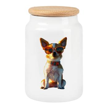 Maîtresse de chien chihuahua J’aime les chihuahuas mignons - Boîte à biscuits avec couvercle en bois - blanc - Devant