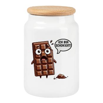 I'm Schokiert Funny German Chocolate - Cookie Jar with Wooden Lid - white - Front
