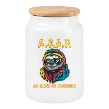 ASAP As Slow As Possible Sloth Cool Sunglasses - Cookie Jar with Wooden Lid - white - Front