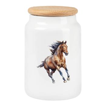 Amoureux des chevaux Cheval élégant - Boîte à biscuits avec couvercle en bois - blanc - Devant