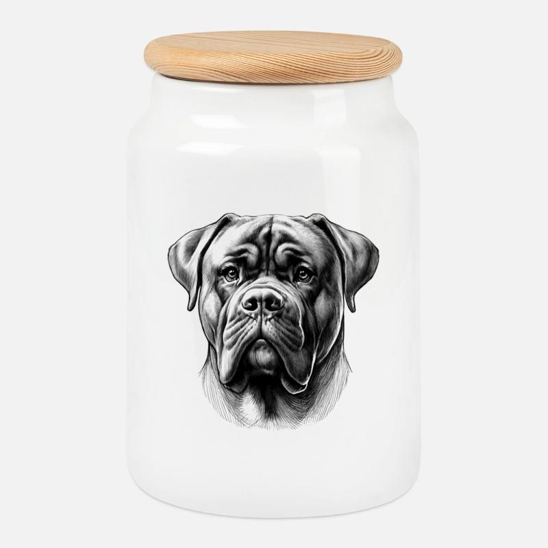 Majestueux Portrait Cane Corso - Boîte à biscuits avec couvercle en bois - blanc