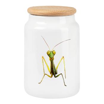 Gottesanbeterin Praying Mantis Liebe Fangschrecken - Keksdose mit Holzdeckel - Weiß - Vorne