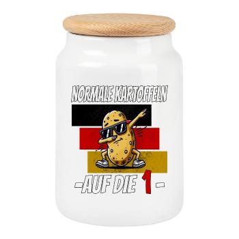 Normale Kartoffeln Auf Die 1 Funny Potato Dab - Keksdose mit Holzdeckel - Weiß - Vorne