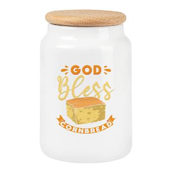 Cornbread Lover - Cookie Jar with Wooden Lid - white - Front
