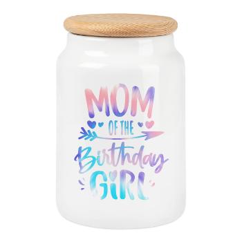 Maman de la fille d’anniversaire mère de l’anniversaire - Boîte à biscuits avec couvercle en bois - blanc - Devant