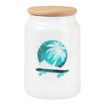 Vintage Skateboarding - Cookie Jar with Wooden Lid - white - Front