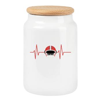 Red Helmet and Football Beat - Cookie Jar with Wooden Lid - white - Front