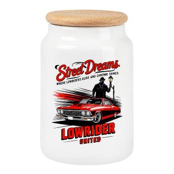 Lowrider Auto - Cookie Jar with Wooden Lid - white - Front