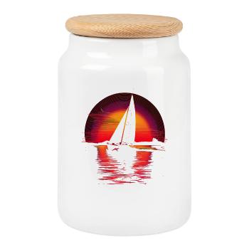 Navigation Retrowave - Boîte à biscuits avec couvercle en bois - blanc - Devant