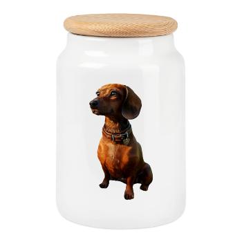 Teckel, Teckel, Teckel miniature, Dachshund Club, Teckel - Boîte à biscuits avec couvercle en bois - blanc - Devant