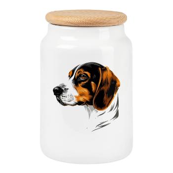 Beagle Chiot Beagles Chien mignon Beagle anglais - Boîte à biscuits avec couvercle en bois - blanc - Devant