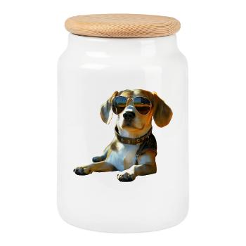 Beagle Chiot Beagles Chien mignon Beagle anglais - Boîte à biscuits avec couvercle en bois - blanc - Devant