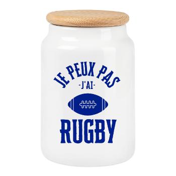 Ich kann nicht, ich habe Rugby - Keksdose mit Holzdeckel - Weiß - Vorne