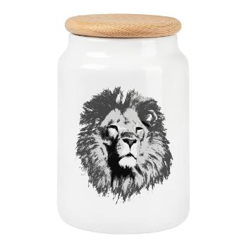 Loewe big cat - Cookie Jar with Wooden Lid - white - Front