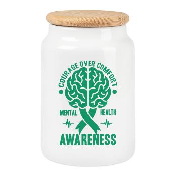 Depression Help - Mental Breakdown - Cookie Jar with Wooden Lid - white - Front