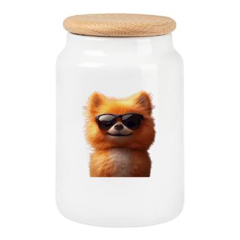 Pomeranian Pomeranian Pom Sweet German Spitz - Cookie Jar with Wooden Lid - white - Front