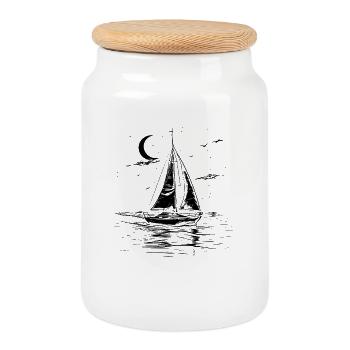 Croquis de navigation - Boîte à biscuits avec couvercle en bois - blanc - Devant