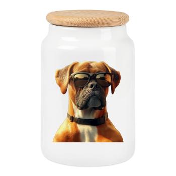 Boxer allemand Chien Boxer Club allemand Boxer Club allemand - Boîte à biscuits avec couvercle en bois - blanc - Devant
