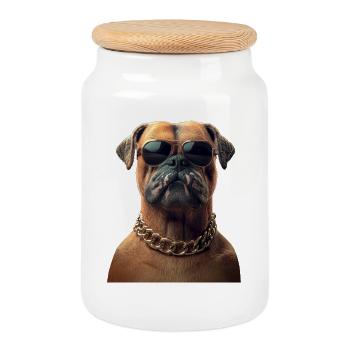Boxer allemand Chien Boxer Club allemand Boxer Club allemand - Boîte à biscuits avec couvercle en bois - blanc - Devant