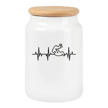 Judoka ECG - Cookie Jar with Wooden Lid - white - Front