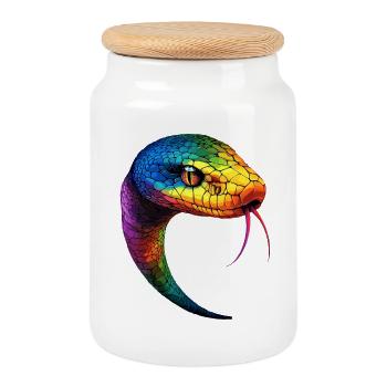 Schlange Python Kobra Mamba Klapperschlange Snake - Keksdose mit Holzdeckel - Weiß - Vorne