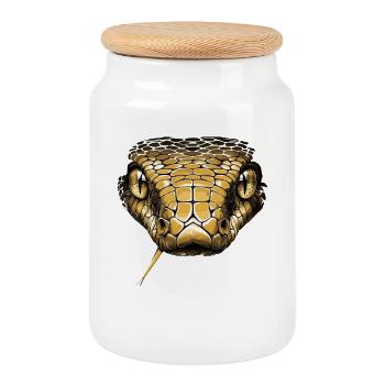Schlange Python Kobra Mamba Klapperschlange Snake - Keksdose mit Holzdeckel - Weiß - Vorne