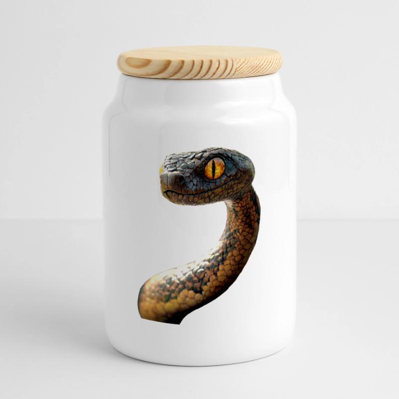 Snake Python Cobra Mamba Rattlesnake Snake Cookie Jar with Wooden Lid