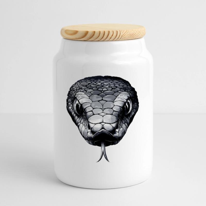 Snake Python Cobra Mamba Rattlesnake Snake Cookie Jar with Wooden Lid