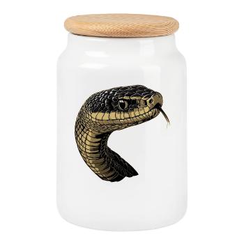 Schlange Python Kobra Mamba Klapperschlange Snake - Keksdose mit Holzdeckel - Weiß - Vorne